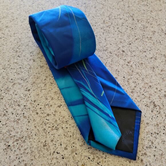 Jerry Garcia Not Necessarily a Tree Tie Collection Fifty-Seven Blue Green Swirls - Picture 4 of 12